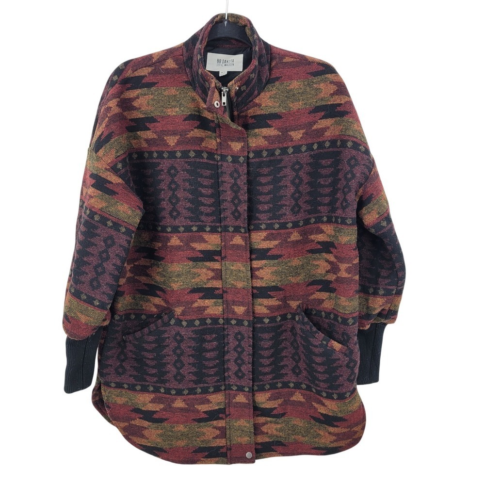Revolves Steve Madden Cabin Fever Coat Sz XS Black Oversized Southwest Aztec‎